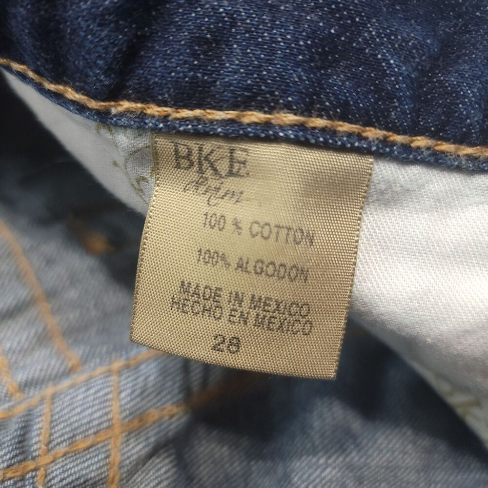 BKE Denim Womens 28 (30x20) Jeans Cropped Low Rise Stretch Embroidered Blue - Picture 5 of 11